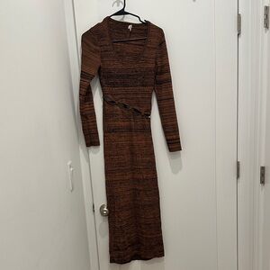 Wayf Brown Long Sleeve Dress